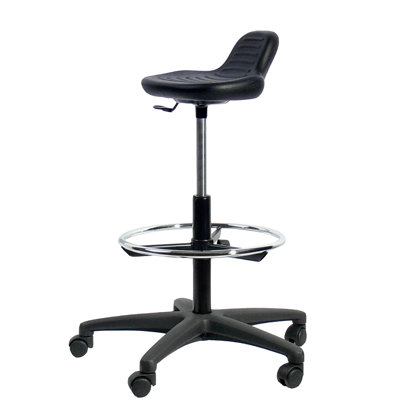 Adjustable Height Ergonomic Stool with Footring and Wheels