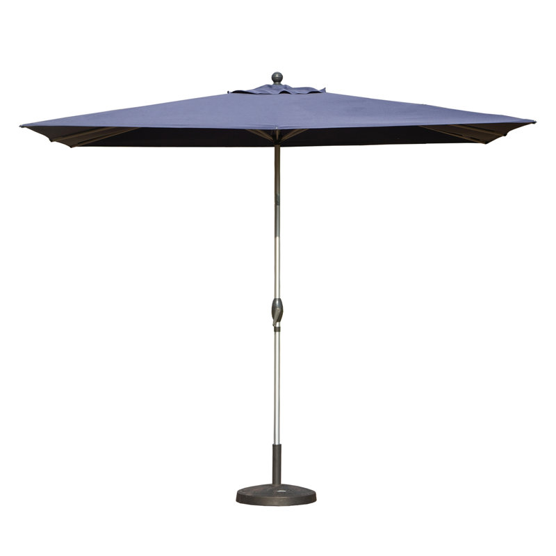 Parasol de patio rectangulaire avec fonction de levage à manivelle et d'inclinaison, bleu marine (base non incluse)