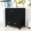 Meuble-lavabo autoportant simple avec lavabo en céramique et grand rangement Edmore-382339806