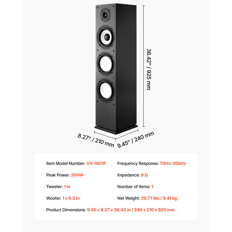 Enceinte colonne sur pied 2 voies 200W Peak
