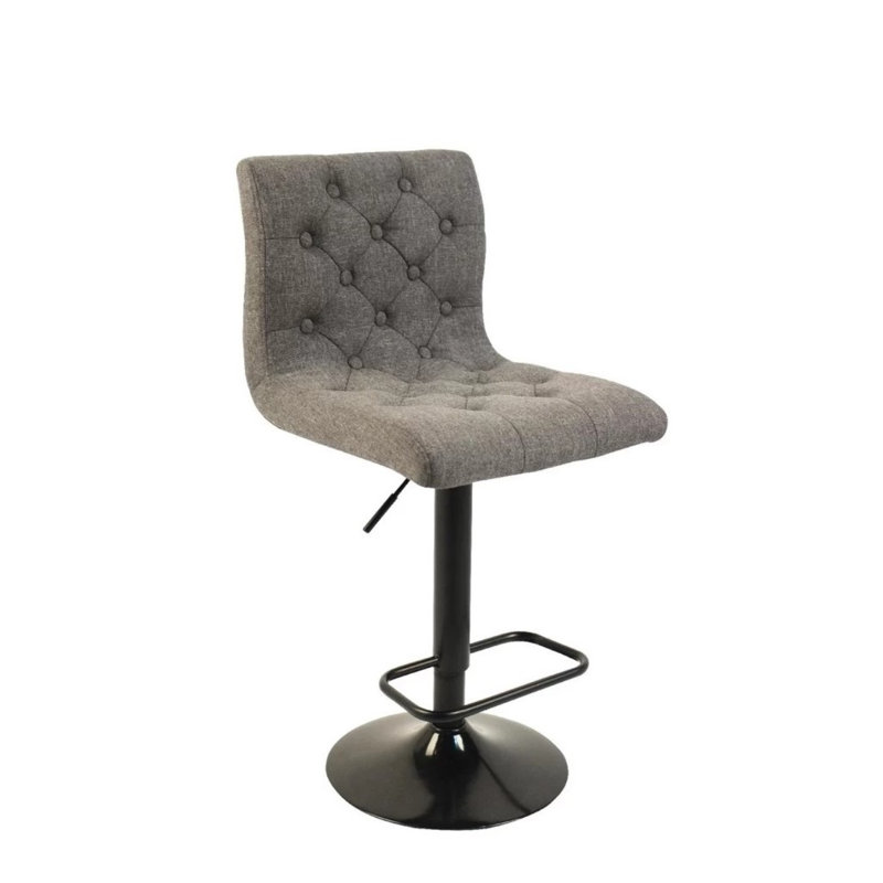 Upholstered Adjustable Height Counter Stool with Metal Frame