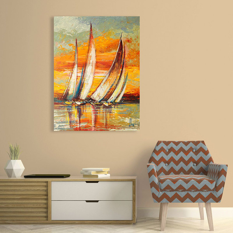 Sunset Regatta I by Luigi Florio - Wrapped Canvas Painting, 100cm H x 70cm W x 4cm D