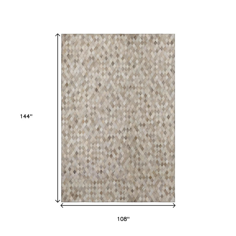 Tapis lavable à motif de losanges beige et gris 9 'x 12' avec protection UV