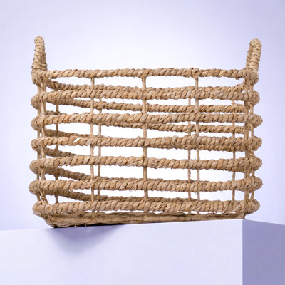 Panier de rangement rectangulaire en osier tressé à la main avec poignées naturelles