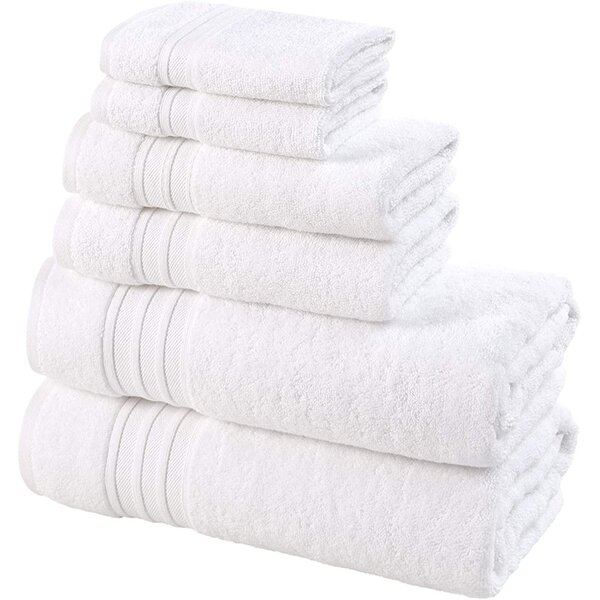 American Soft Linen 6-Piece 100% Turkish Genuine Cotton Premium & Luxury Towel Set for Bathroom & Kitchen, 2 Bath Towels, 2 Hand Towels & 2 Washcloths