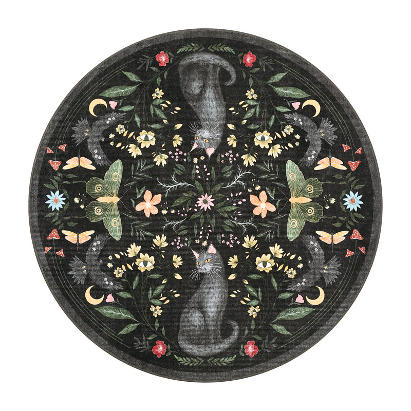 Vintage Cute Cat Machine Washable Rug with Rubber Backing for Living Room Stain Resistant Non-Slip Dining Room Rug Easy-Cleaning Floor Carpet for Bedroom