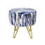 Multi Jacquard Round Faux Fur Ottoman-1433811910