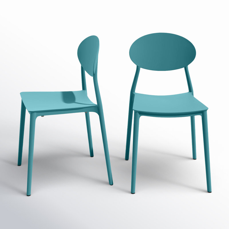Aldric Polypropylene Outdoor Stacking Dining Side Chair, Black