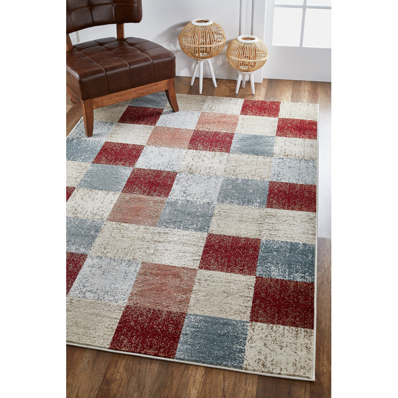 Wilkes-Barre Checkered Area Rug, Rectangle 5'3" x 7'7", Brown