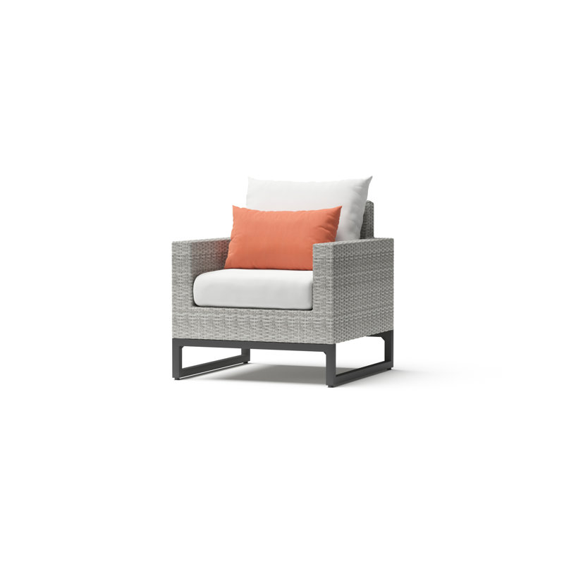 2Pc Sunbrella Outdoor Club Chairs - Grey, Gray, Beige 