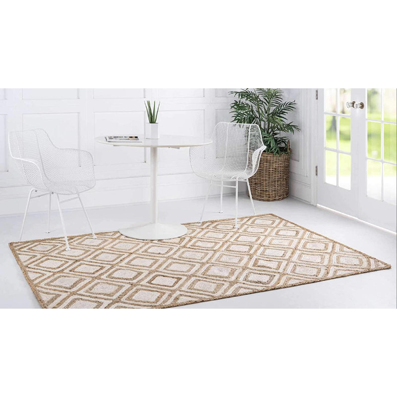 Jereck Cotton Geometric Indoor Rug, Rectangle 8' x 10'