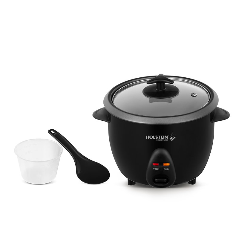 Holstein Housewares 16 Cup (Cooked) 8 Cup (UnCooked) Rice Cooker, Black - Convenient and User Friendly with Warm and Cook Function, Ideal for Rice, Quinoa, Oatmeal, Stews and Grains