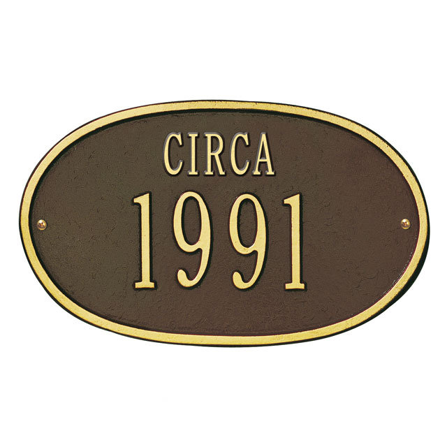 Date 2-Line Wall Address Plaque, Bronze and Gold