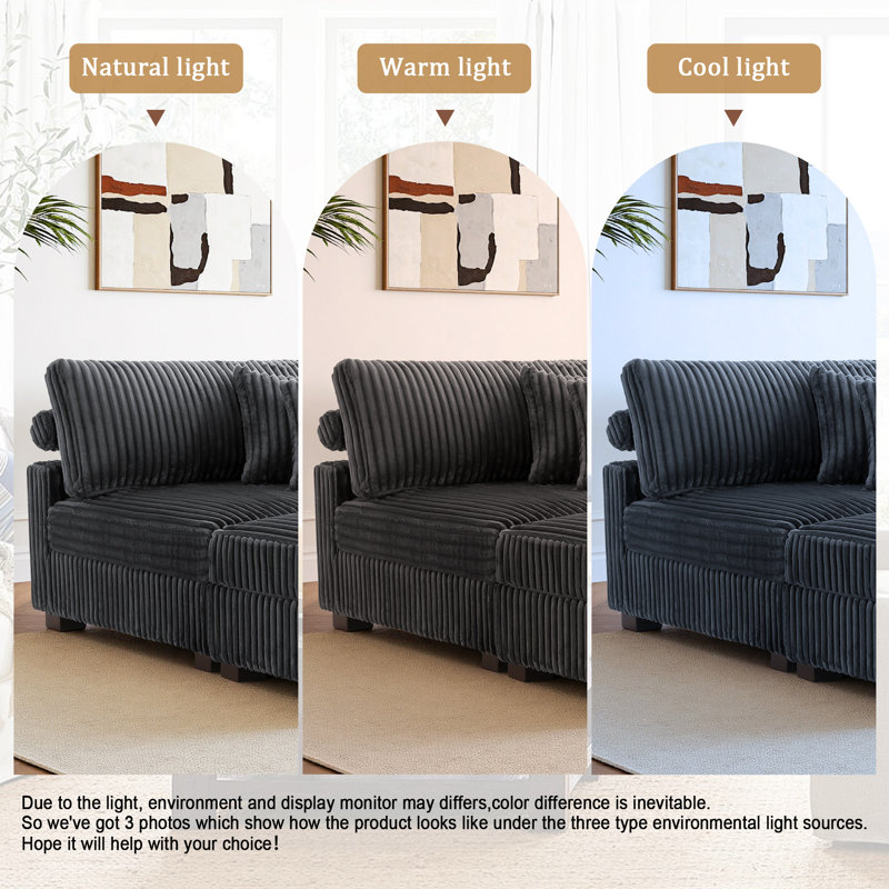 Upholstered Chaise Lounge, Grey, Right Hand Facing