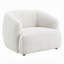 Fauteuil demi-tonneau Luci, coussins en mousse, chenille blanc chatoyant