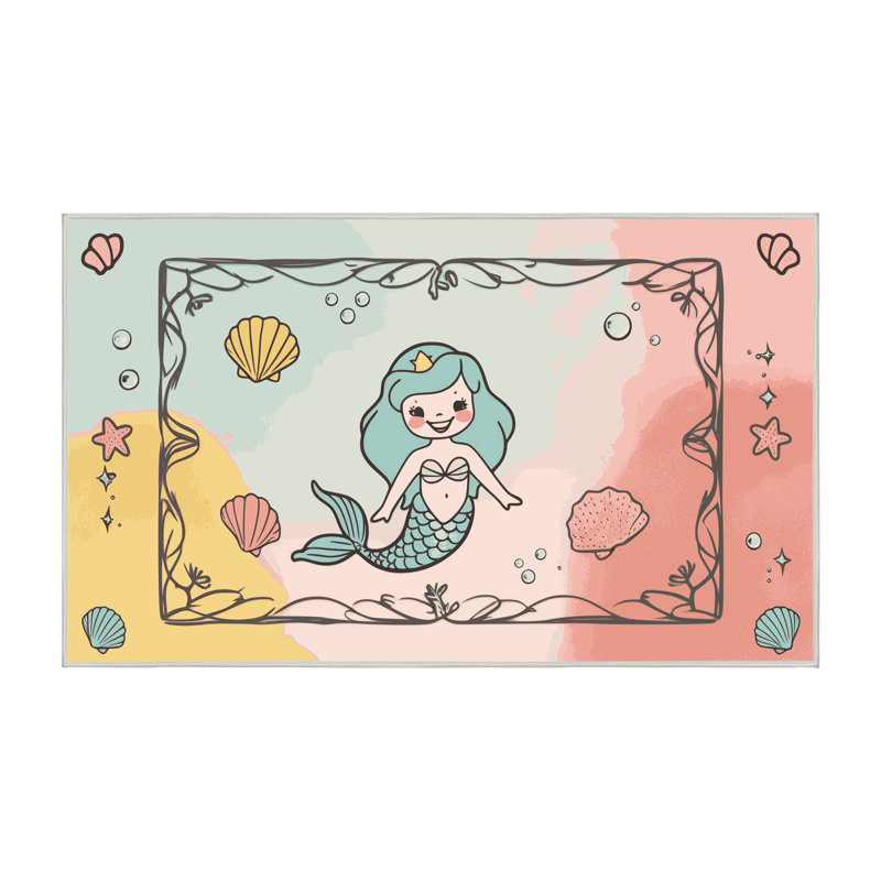Tapis pour enfants Sunside Sails Mermaids Ocean, Rectangulaire 2 pi x 3 pi