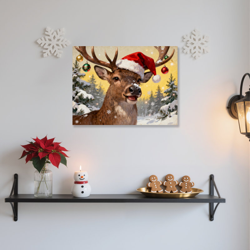 Art mural sur toile, scène de cerf, H 12 po x l 18 po