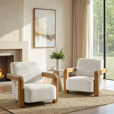 Chaise d'appoint rembourrée avec structure en bois d'hévéa massif Jakira
