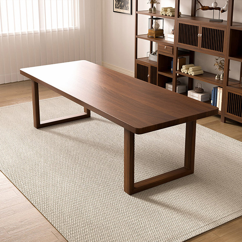 Table de salle à manger rectangulaire en bois massif noyer clair, 29,53 po H x 94,49 po L x 39,37 po l