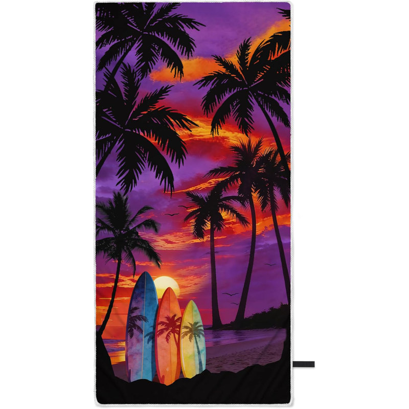 Tropical Sunset Microfiber Beach Towels High Absorbent Pool Towel for Swimming Camping Travel 31.5" x 63"