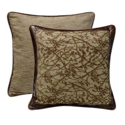 Highland Lodge Olive Jacquard Branches Motif Reversible 27x27 inch Euro Sham