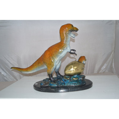 Janney Dinosaur and baby Dino Bronze Statue -  Size: 26"L x 11"W x 18"H.