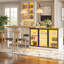 Extendable Sideboard & Dining Table Combo with LED Lighting, Push-to-Open Glass Display Cabinet, Space-Saving Design