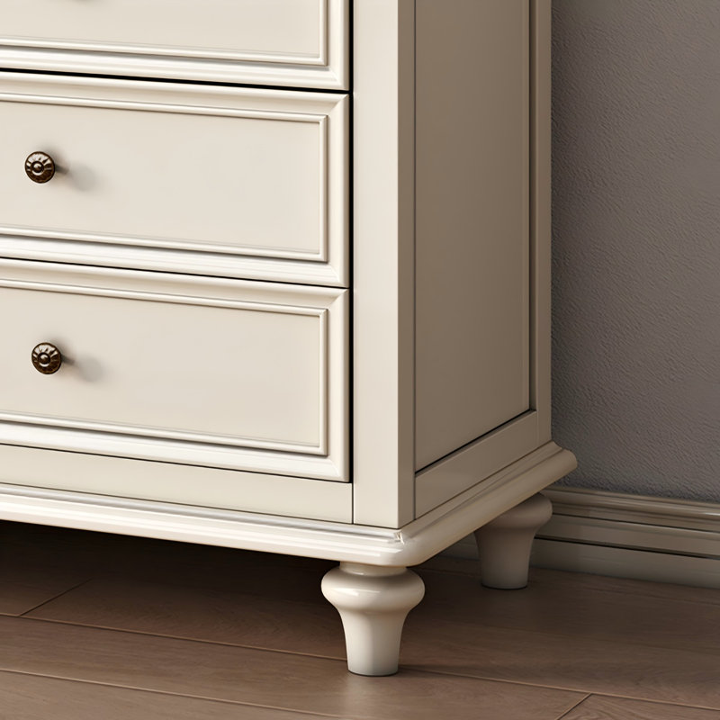 Armoire 58,27 "en bois massif de style crème à neuf tiroirs