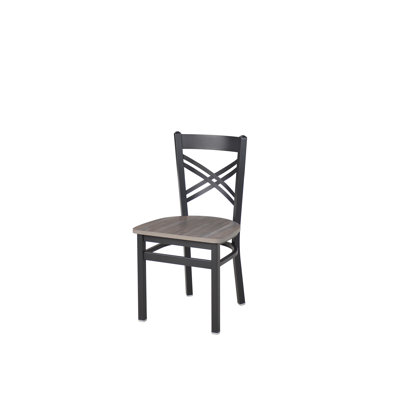 Fauteuil Jefferson à dossier en croix - Siège relique châtaignier - Structure en acier - Finition noir sable