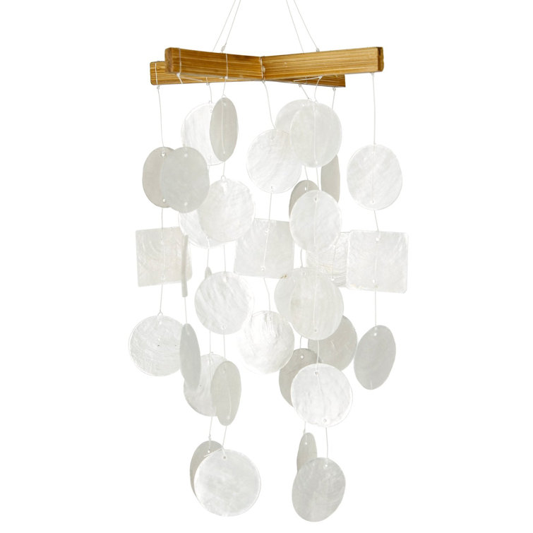 White Capiz Shells Wind Chime Garden Decor - Large