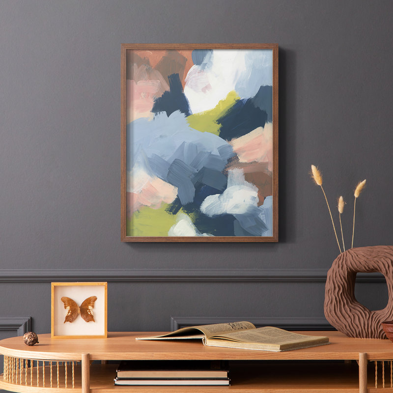 «Soft Indigo Atmosphere I», reproduction encadrée - bois massif, Brun, H 10 po x l 8 po