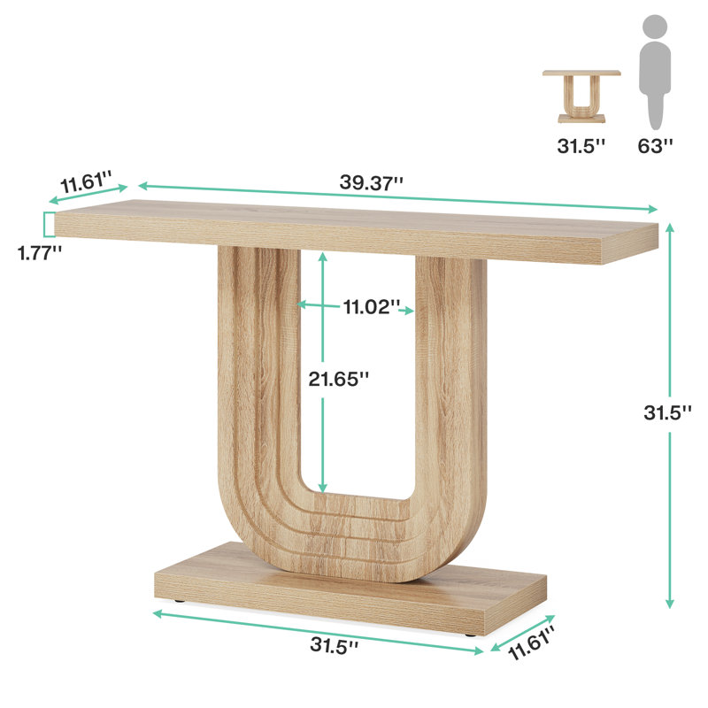 Jameeka 39.37'' Console Table, Natural Wood