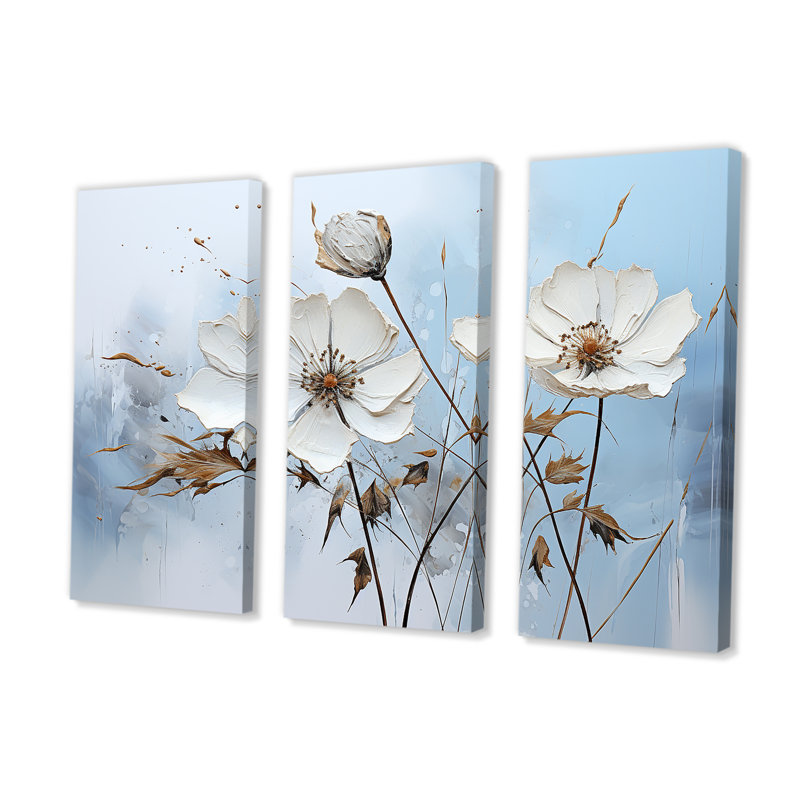 Impression sur toile Minimal White Ang Grey Cornflowers Impression II - Cornflowers, H 40 po x l 60 po x P 1 po