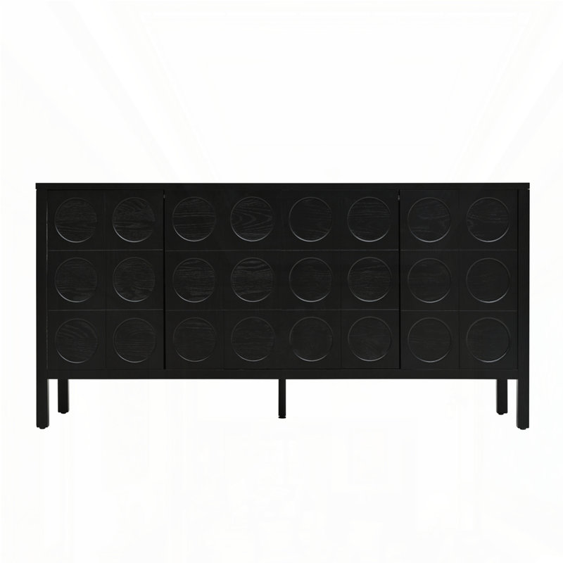 Élégante armoire de rangement en bois avec porte à cercle géométrique unique