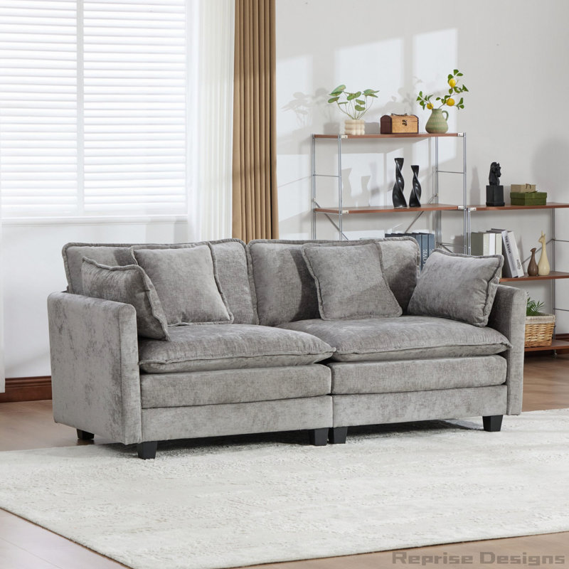 Causeuse Cloud avec coussin double couche et chenille respirante, 76.7, Gray Chenille