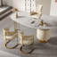 Bureau d'écriture en pierre frittée beige 62,99 ", 2 tiroirs-770584179