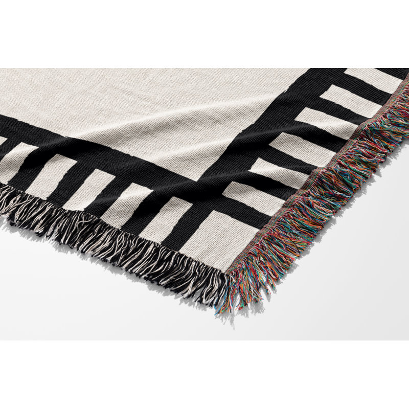 Jeté en mélange de coton Vanjo Snake, L 60 po x l 60 po, Blanc cassé