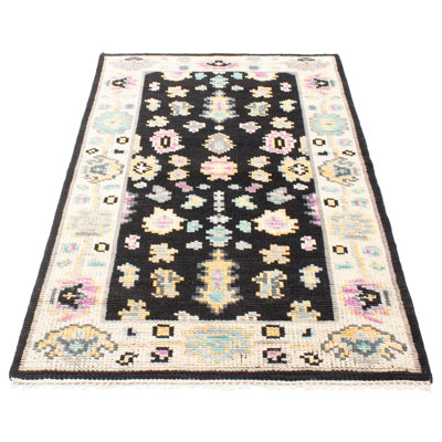 Modern Oushak Black Rug 5'1" x 8'4"