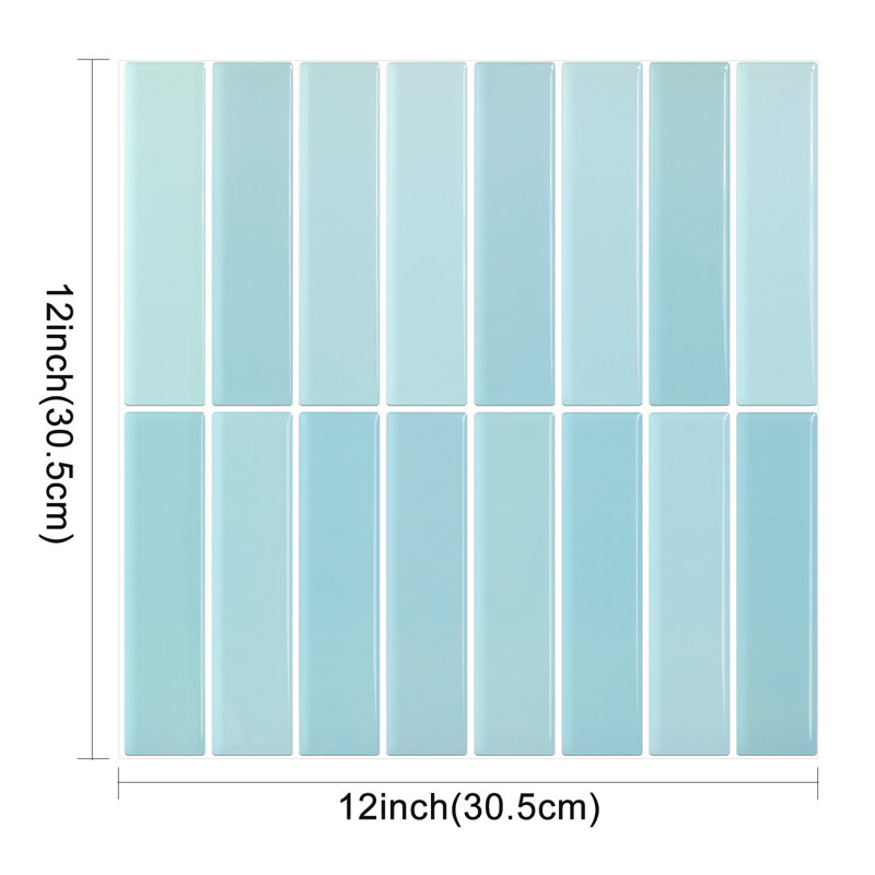 Carreau de mosaïque auto-adhésif en vinyle 12 po x 12 po, Dégradé bleu clair