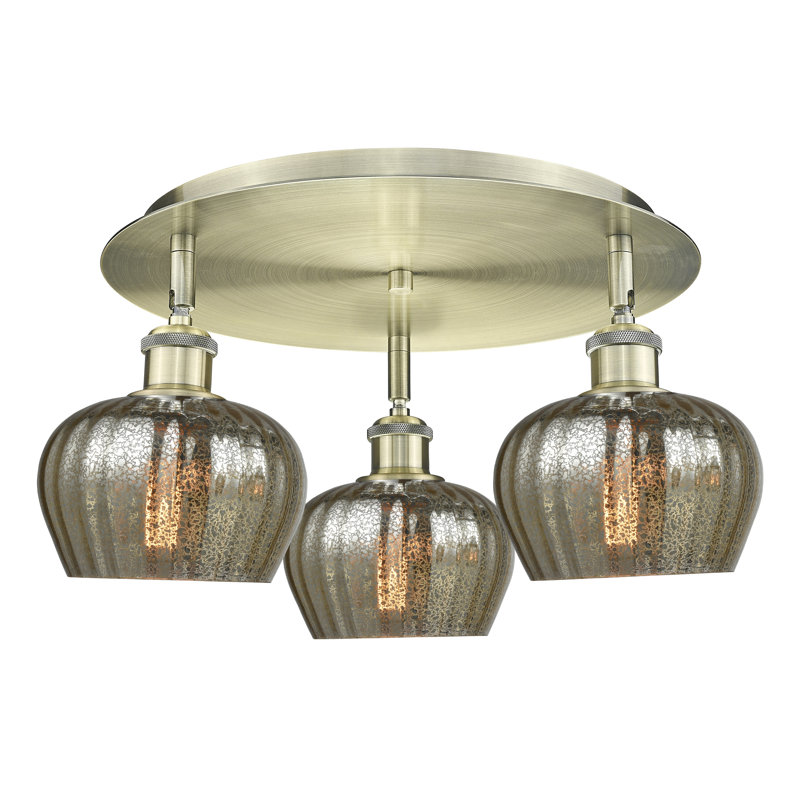 Bergeman Glass Flush Mount, Antique Brass, Mercury