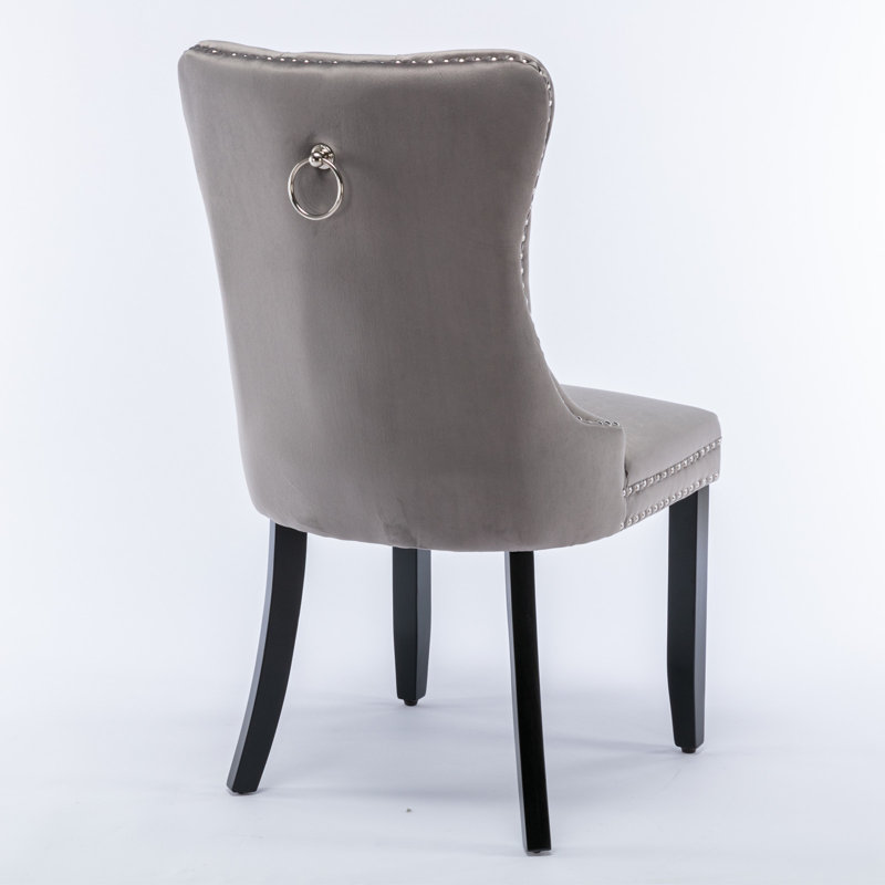 Atherton 52.5cm H Velvet Upholstered Parsons Chair, Dark Grey