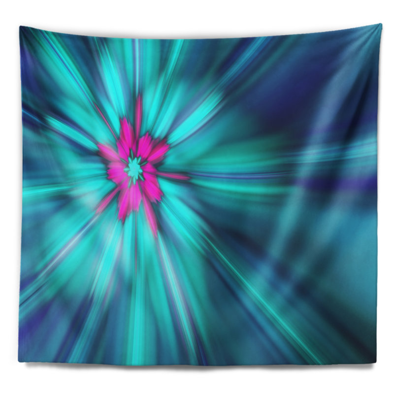 Tapisserie bleu rotatif floral, H 32 po x l 39 po