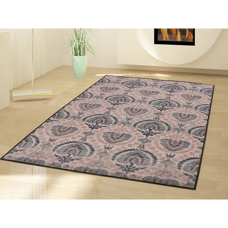 Tapis saumon à motif ikat Philpot, Rectangle 5 pi x 7 pi