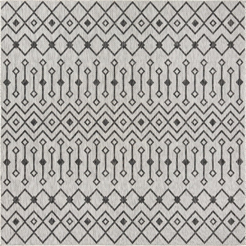 Outdoor Preen Area Rug Char Color, Square 7'10"