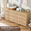 Commode 9 tiroirs en bois et rotin, commode haute pour chambre à coucher, placard, salon, couloir-721496012