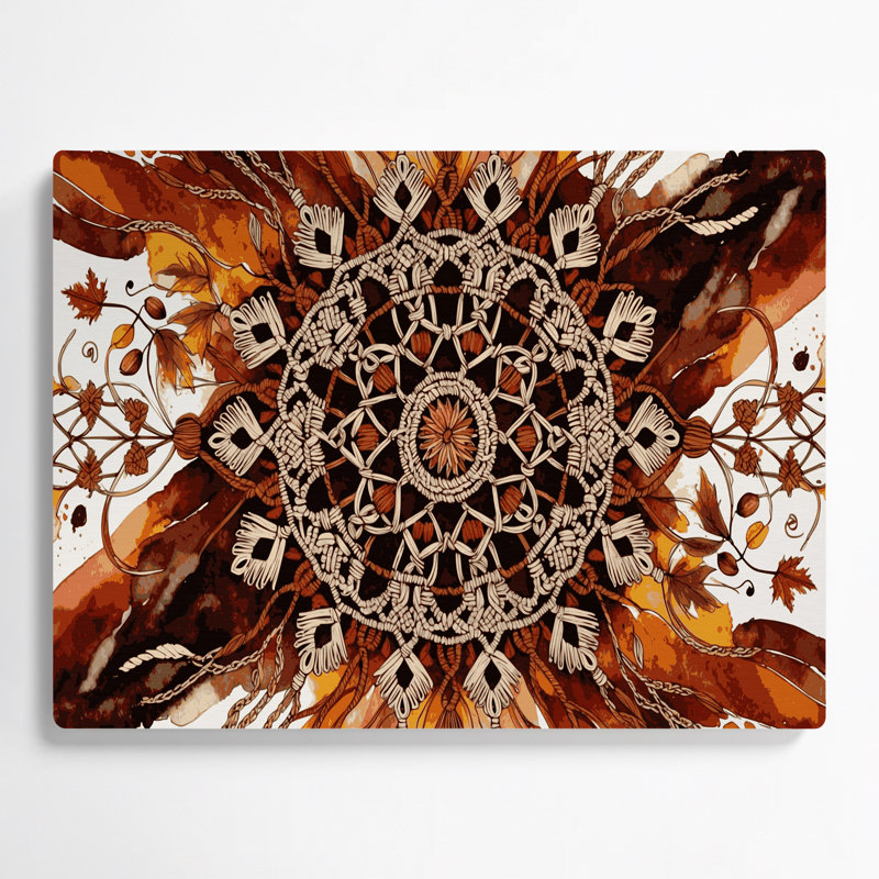 Art mural en métal brun, thème de l'Action de grâce en macramé brun, H 12 po x l 18 po