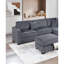 Ensemble de 3 coussins de canapé rembourrés et rembourrés en tissu velours côtelé gris foncé-382908345
