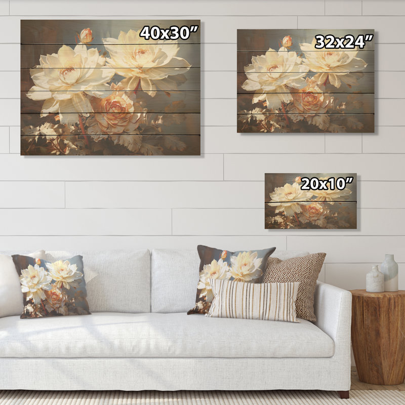 «Succulent Farmhouse Still Life - Succulent Wood Art» sur bois de pin naturel, H 30 po x l 40 po