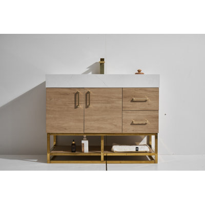 Meuble-lavabo simple 43 po avec plateau en quartz Huel