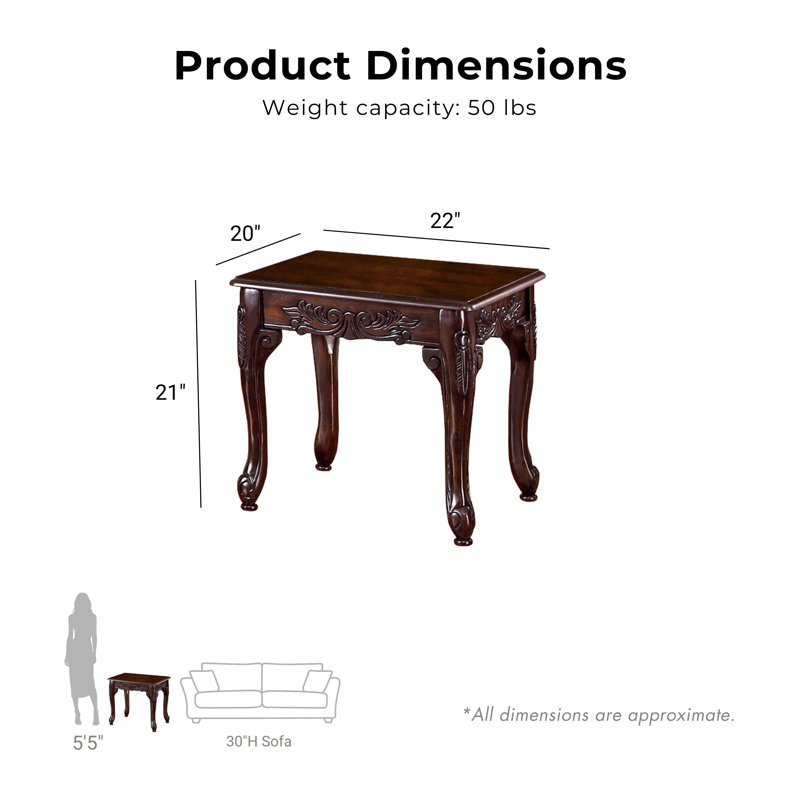 Ensemble de tables basses 3 pièces Fetullah, Cerise foncée